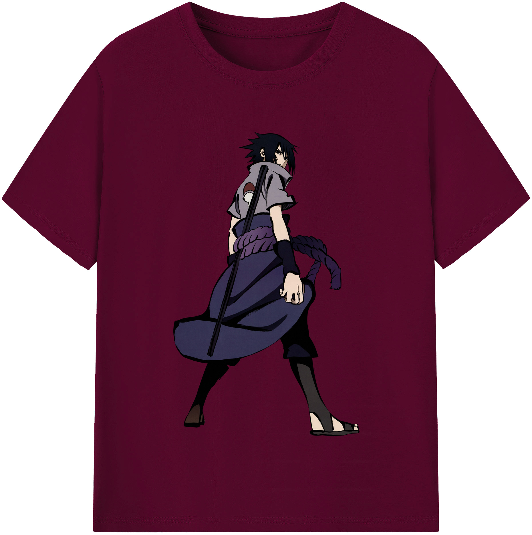 （画像用） NARUTO -ナルト- うちは サスケ Uchiha Sasuke レディースカジュアルプリントTシャツ（綿100％）